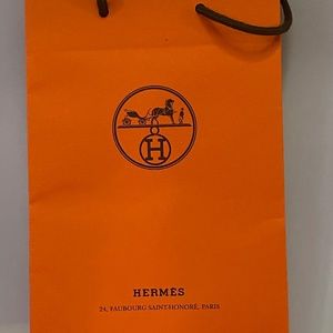 Empty Hermes orange gift bag 8.5"x3"x6"